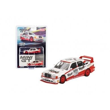 PRE-ORD3R Mini GT Modeliukas Mercedes-Benz 190E 2.5-16 Evolution II #78 Lohr, white/red