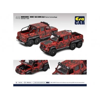 PRE-ORD3R Era Car Modeliukas Mercedes Benz G63 AMG 6X6 Flame Camouflage, red