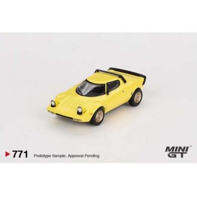 PRE-ORD3R Mini GT 1/64 1975 Lancia Stratos HF Stradale Giallo Fly, yellow