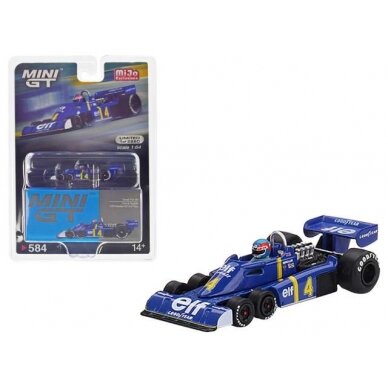 PRE-ORD3R Mini GT  1/64 1976 Tyrell P34 6-wheeler #4 Patrick Depailler 2nd Place Swedish GP, blue/yellow