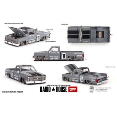 PRE-ORD3R Mini GT Modeliukas 1/64 1980 Chevrolet Silverado Kaido V2, grey