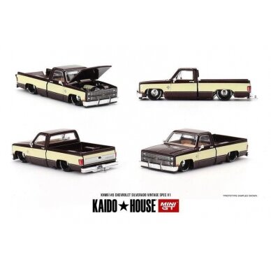 PRE-ORD3R Mini GT Modeliukas 1/64 1980 Chevrolett Silverado Vintage Spec V1, brown/cream