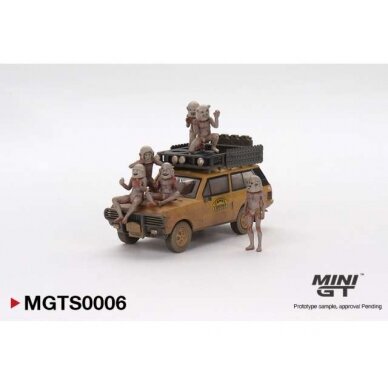 Mini GT Modeliukas 1/64 1982 Range Rover Camel Trophy Papua New Guinea Limited Edition set with Figure's
