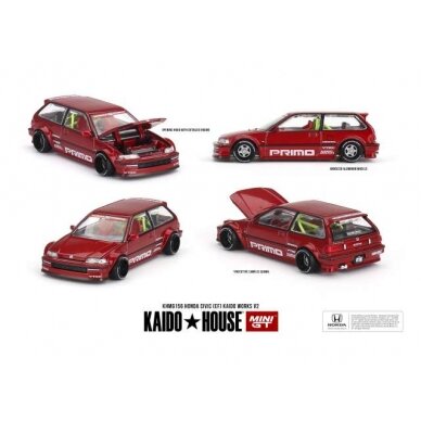 PRE-ORD3R Mini GT Modeliukas 1/64 1987 Honda Civic (EF) Kaido Works V2, red