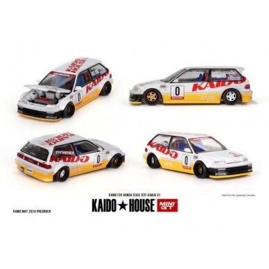 PRE-ORDER Mini GT Modeliukas 1/64 1987 Honda Civic (EF) Kanjo V1, white/yellow