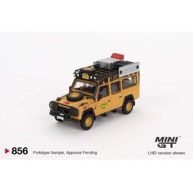 PRE-ORD3R Mini GT 1/64 1989 Land Rover Defender 110 Camel Trophy Amazon Team Turkey, yellow