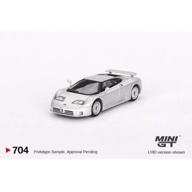 Mini GT Modeliukas 1/64 1995 Bugatti EB110 GT, grey-silver (yra Sandėlyje)