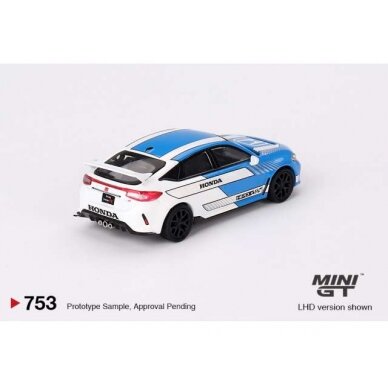 PRE-ORD3R Mini GT 1/64 2023 Honda Civic Type R #3 Pace Car, blue/white