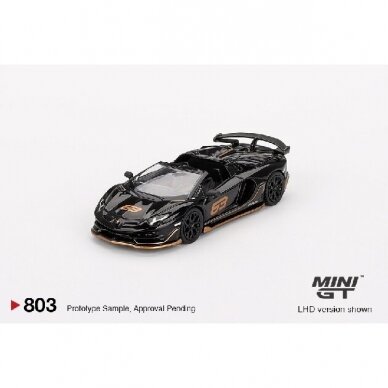 PRE-ORD3R Mini GT 1/64 2023 Lamborghini Aventador SVJ 63 Roadster, nero aldebaran