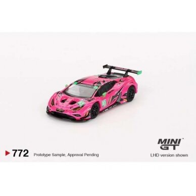 PRE-ORD3R Mini GT Modeliukas 1/64 2023 Lamborghini Huracan GT3 Evo2 #83 Iron Dames Daytona 24 hrs, pink/black