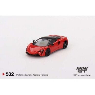 PRE-ORD3R Mini GT Modeliukas 1/64 2023 McLaren Artura, vermillion red