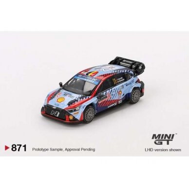 PRE-ORD3R Mini GT 1/64 2024 Hyundai I20 N Rally 1 Hybrid #11 Winner Rally Monta Carlo, blue/red/purple