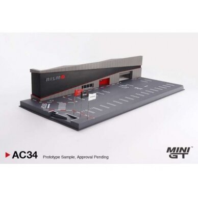 PRE-ORD3R Mini GT Modeliukas 1/64 2024 Nissan Diorama Motorsport & Customizing Nismo Operation Center, grey