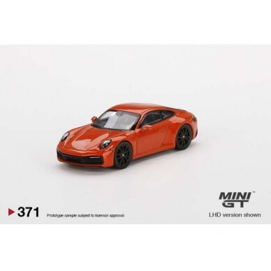PRE-ORD3R Mini GT Modeliukas 1/64 Porsche 911 (992) Carrera 4S, lava orange