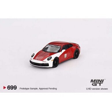 PRE-ORD3R Mini GT 2023 Porsche 911 (992) Carrera S Safety Car Imsa Daytona 2-tone, red/white