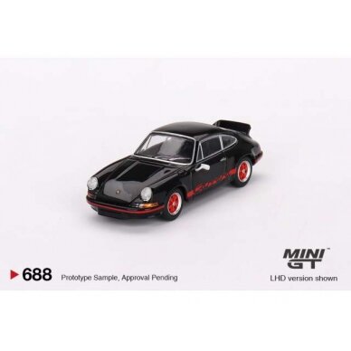 Mini GT Modeliukas Porsche 911 Carrera RS 2.7, black with red Livery (yra Sandėlyje)