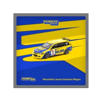 PRE-ORD3R Tarmac Works Modeliukas Mitsubishi Lancer Evolution Wagon #12 Shinichi Katsura/Hitoshi Seari/Fumio Nutahara/Yutaka Seki Super Taikyu Series 2006 Round 3 13th Tokachi 24 hours, yellow/blue