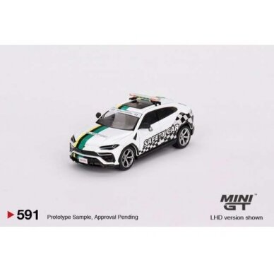 PRE-ORD3R Mini GT 2022 Lamborghini Urus Macau GP Official Safety Car, white/green (Right Hand Drive)