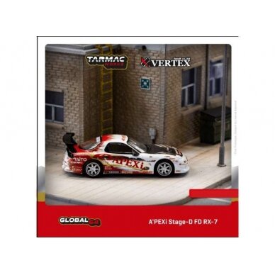 PRE-ORDER Tarmac Works Modeliukas Mazda Apexi Stage D FD RX-7, white/red
