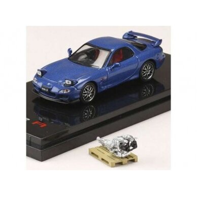 PRE-ORD3R Hobby Japan Modeliukas Mazda RX-7 (FD3S) Sprit R Type A with Engine Display Model, innocent blue mica