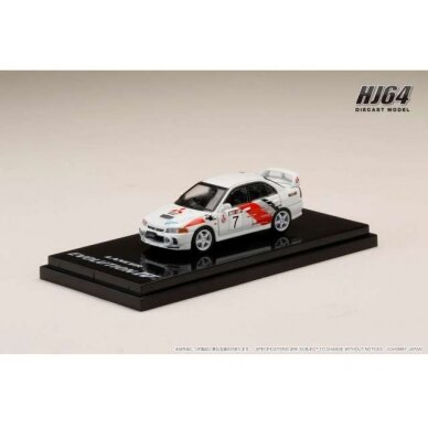 PRE-ORD3R Hobby Japan Modeliukas Mitsubishi Lancer GRS Evolution #7 IV GR.A Rally Graphic, scortia white