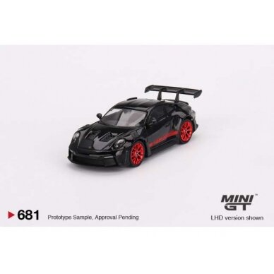 PRE-ORD3R Mini GT Porsche 911 (992) GT3 RS, black with pyro red