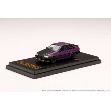 PRE-ORD3R Hobby Japan Modeliukas Toyota Corolla Levin GT APEX 2door AE86 with Carbon Bonnet, purple/black