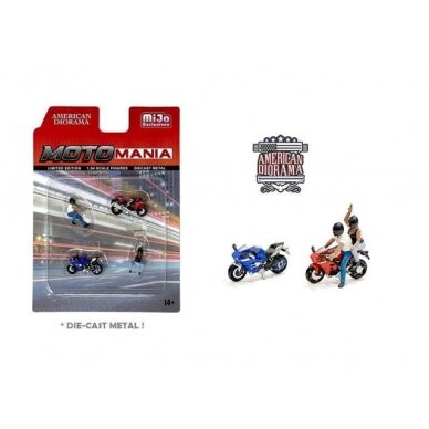 PRE-ORD3R American Diorama Figūrėlės Moto Mania Figure set including 2 1/64 bikes (Car Not Included !!)