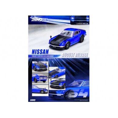 PRE-ORD3R Inno64 Modeliukas Nissan Fairlady Z S30, blue with carbon hood