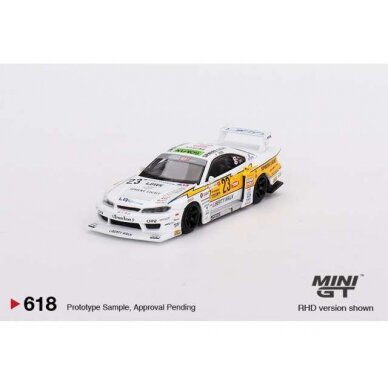 Mini GT Nissan LB Super Silhouette S15 Silvia #23 2022 Goodwood Festival of Speed, white/yellow