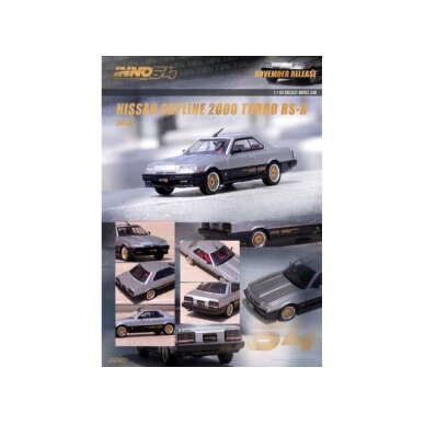 PRE-ORD3R Inno64 Modeliukas Nissan Skyline 2000 Turbo RS-X (DR30), silver/black with gold rims