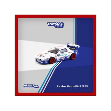 PRE-ORD3R Tarmac Works Modeliukas Pandem Mazda RX7 FC3S Drift, white/blue