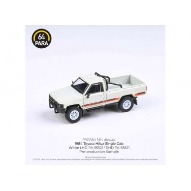 PRE-ORD3R Para64 1/64 1984 Toyota Hilux Single Cab, white right hand drive (cars in a deluxe Acrylic window box)