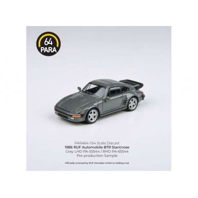 PRE-ORD3R Para64 Modeliukas 1/64 1986 RUF BTR Slantnose, grey left hand drive (cars in a deluxe Acrylic window box)