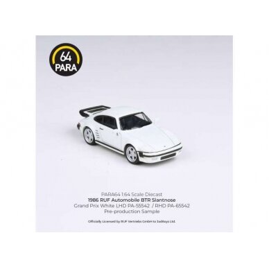 PRE-ORD3R Para64 1/64 1986 RUF BTR Slantnose, white left hand drive (cars in a deluxe Acrylic window box)