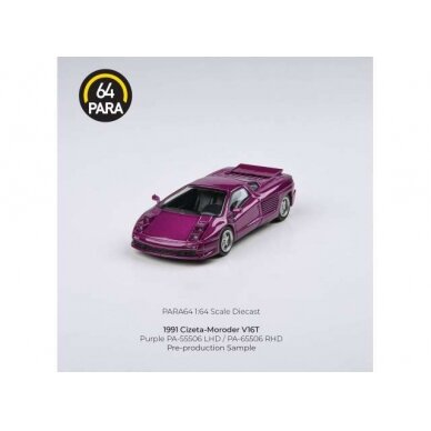 PRE-ORD3R Para64 Modeliukas 1/64 1991 Cizeta Moroder V16T, purple left hand drive with lights up (cars in a deluxe Acrylic window box)