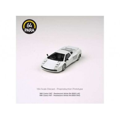 PRE-ORD3R Para64 Modeliukas 1/64 1991 Cizeta V16T, white right hand drive (cars in a deluxe Acrylic window box)