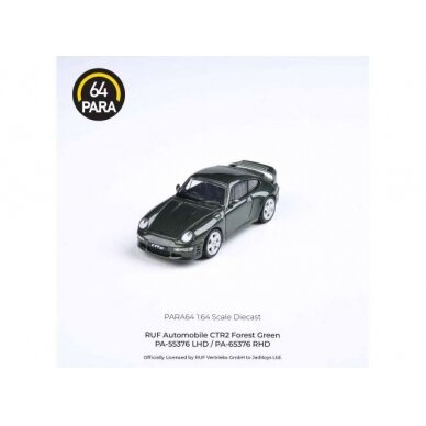 PRE-ORD3R Para64 1/64 1995 Ruf CTR2 *Left Hand Drive*, forest green (cars in a deluxe Acrylic window box)
