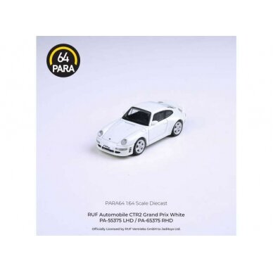 PRE-ORD3R Para64 1/64 1995 Ruf CTR2 *Left Hand Drive*, grand prix white (cars in a deluxe Acrylic window box)