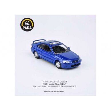 PRE-ORD3R Para64 Modeliukas 1/64 1999 Honda Civic Si, blue left hand drive (cars in a deluxe Acrylic window box)