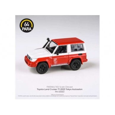 PRE-ORD3R Para64 Modeliukas 1/64 2014 Toyota Land Cruiser 71 short wheel base 2023 auto salon, red/white (cars in a deluxe Acrylic window box)