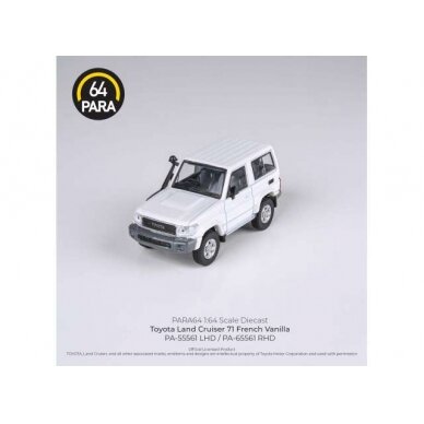 PRE-ORD3R Para64 1/64 2014 Toyota Land Cruiser 71 short wheel base, french vanilla (white) l (cars in a deluxe Acrylic window box)