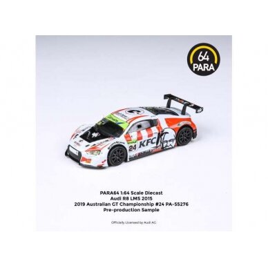 PRE-ORD3R Para64 1/64 2019 Audi R8 LMS Australian GT championship #24, white/red (cars in a deluxe Acrylic window box)