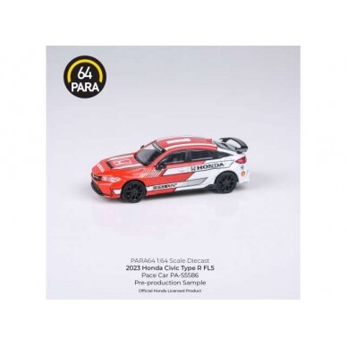 PRE-ORD3R Para64 Modeliukas 1/64 2023 Honda Civic Type R FL5 Indycar Pacecar, red/white Left hand drive (cars in a deluxe Acrylic window box)