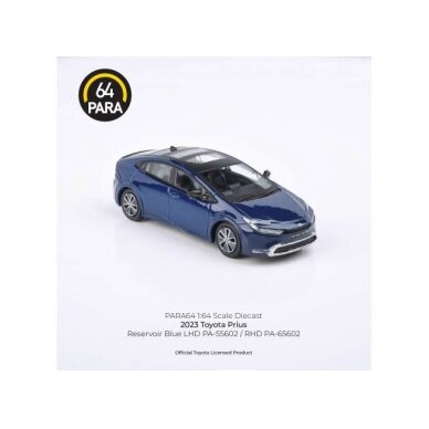 PRE-ORD3R Para64 Modeliukas 1/64 2023 Toyota Prius, blue left hand drive (cars in a deluxe Acrylic window box)
