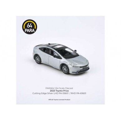 PRE-ORD3R Para64 1/64 2023 Toyota Prius, silver left hand drive (cars in a deluxe Acrylic window box)