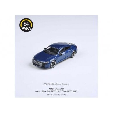 PRE-ORD3R Para64 Modeliukas 1/64 Audi E-Tron GT *Left Hand Drive*, ascari blue (cars in a deluxe Acrylic window box)