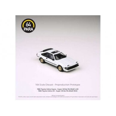 PRE-ORD3R Para64 1/64 Toyota Supra Celica A60 (lights up), white left hand drive (cars in a deluxe Acrylic window box)