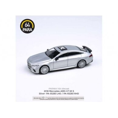 PRE-ORD3R Para64 Modeliukas 2019 Mercedes Benz AMG GT63 S *Left Hand Drive*, silver (cars in a deluxe Acrylic window box)