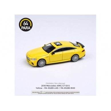 PRE-ORD3R Para64 Modeliukas 2019 Mercedes Benz AMG GT63 S *Left Hand Drive*, yellow (cars in a deluxe Acrylic window box)